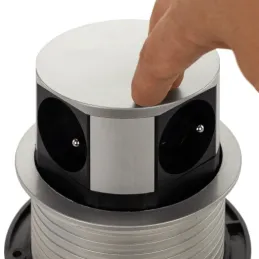 Výsuvná elektrická zásuvka TETRABOX FRENCH 3x 230V + 2x USB / Hliník