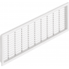 Vetracia mriežka vyrobená z plastu v rozmere 227 mm x 68 mm.
Montážny otvor je 220 x 60 mm a hrúbka len 2 mm
