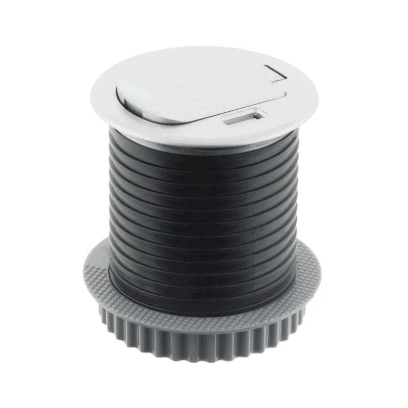 Interiérová zásuvka do stola COMPACT 1x230V + USB nabíjanie / Hliník
