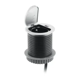 Interiérová zásuvka do stola COMPACT 1x230V + USB nabíjanie / Hliník