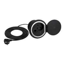 Interiérová zásuvka do stola LUPO FRENCH 1x230V + USB A/C - Čierna
