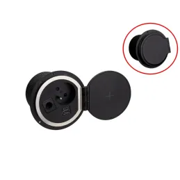 Interiérová zásuvka do stola LUPO FRENCH 1x230V + USB A/C - Čierna