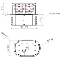 Výsuvná dvojitá elektrická zásuvka PICCOLINO SCHUKO 2x 230V / Čierna