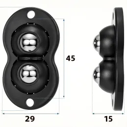 Sada 4ks samolepiacich ložiskových klzákov pod nábytok ROLLER DUO / Čierna