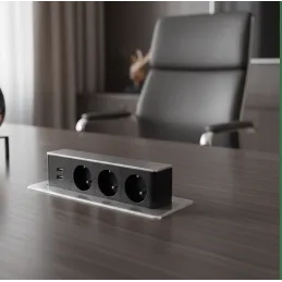 Výsuvná elektrická zásuvka HOPBOX FRENCH / Brúsený hliník