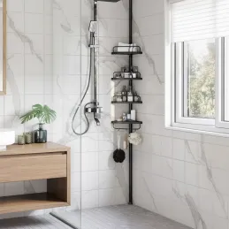 Rohová kúpeľňová polička REGALO SPA / Čierna