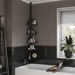 Rohová kúpeľňová polička REGALO SPA / Čierna