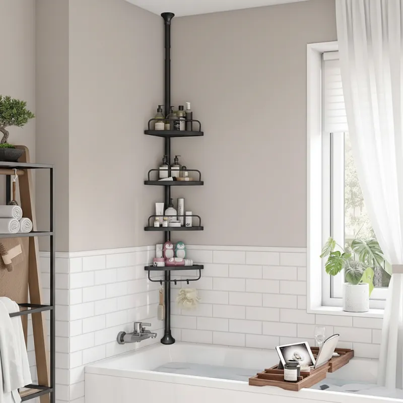 Rohová kúpeľňová polička REGALO SPA / Čierna