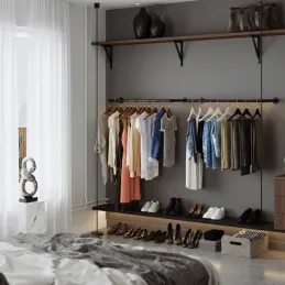 Set 2ks Vešiaková tyč na oblečenie REGALO DUO 920 mm / Čierna matná