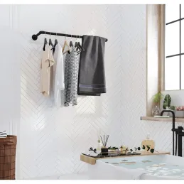 Set 2ks Vešiaková tyč na oblečenie REGALO DUO 920 mm / Čierna matná