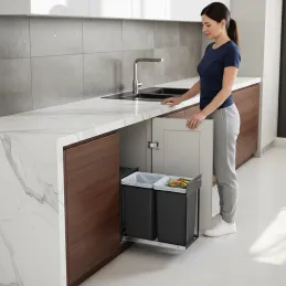 Výsuvný odpadkový kôš GALAXY 300mm - 2 x15L / Čierna