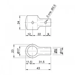 Stenový úchyt na závesnú tyč / Lesklý chróm