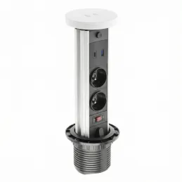 Výsuvná zásuvka LEGIA FRENCH 2x230V + USB A-C + svetlo  / Biela matná