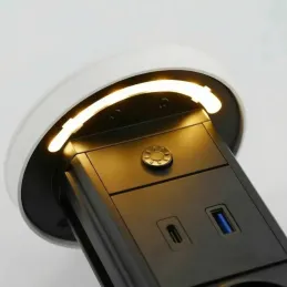 Výsuvná zásuvka LEGIA SCHUKO 2x230V + USB A-C + svetlo  / Biela matná