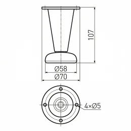 Nábytková nožička PALMA  / Hliník