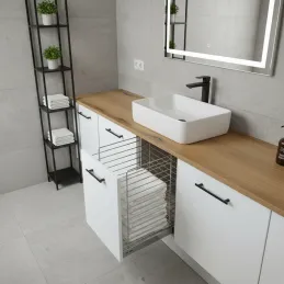 Výsuvný kôš na prádlo s tlmením a uchytením na dvierka ORTA / Lesklý chróm