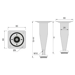 Nábytková nožička EUROPE / Chróm lesklý