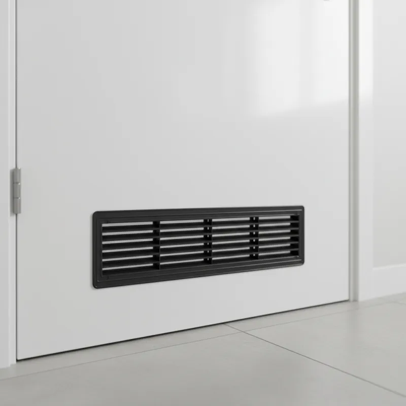 Obojstranná ventilačná mriežka do dverí 430 x 115 mm / Čierna