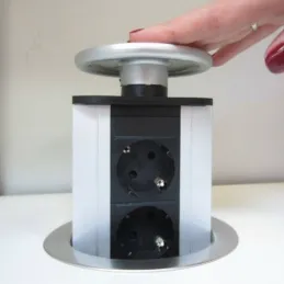 Výsuvná elektrická zásuvka BIGG 100 FRENCH 3x230V / Hliník