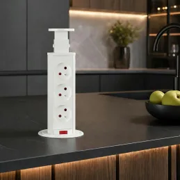 Výsuvná elektrická zásuvka ASTRA 3x230V FRENCH / Biela