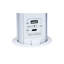 Výsuvná elektrická zásuvka ASTRA FRENCH 3x230V + 2x USB nabíjanie / Biela