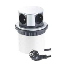 Výsuvná elektrická zásuvka TETRABOX FRENCH 4x 230V  / Hliník