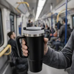 Termo pohár na nápoje TROPHY 1200 ml / Čierna