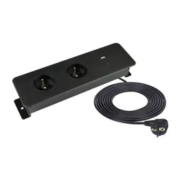 Elektrická zásuvková lišta EUROBOX 2x230V + 1xUSB C+A FRENCH / Čierna matná