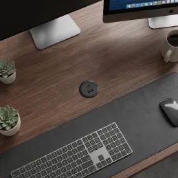 Interiérová 2 x USB A-C nabíjačka do stola 25mm PLUGY / Čierna matná