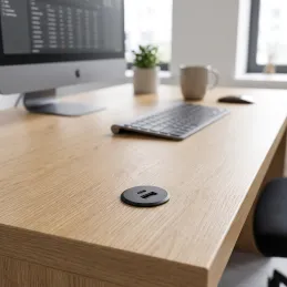 Interiérová 2 x USB A-C nabíjačka do stola 25mm PLUGY / Čierna matná