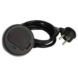 Interiérová zásuvka ALPHA BOX FRENCH 1x230V + USB C / Čierna matná