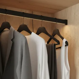 Vešiaková tyč 1m SLIM na LED pásik s koncovkami / Čierna matná