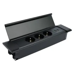 Interiérová zásuvková lišta SLIM BOX SCHUKO 3x 230V + USB / Čierna matná