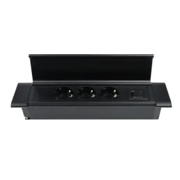Interiérová zásuvková lišta SLIM BOX SCHUKO 3x 230V + USB / Čierna matná