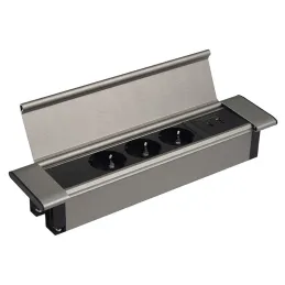 Interiérová zásuvková lišta SLIM BOX SCHUKO 3x 230V + USB / Nerez