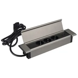 Interiérová zásuvková lišta SLIM BOX SCHUKO 3x 230V + USB / Nerez