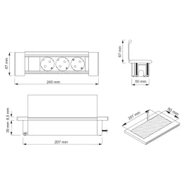 Interiérová zásuvková lišta SLIM BOX SCHUKO 3x 230V / Čierna matná