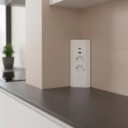 Interiérová zásuvková lišta CORNER SCHUKO 2x 230V + USB A-C / Biela matná