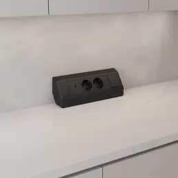 Interiérová zásuvková lišta CORNER SCHUKO 2x 230V + USB A-C / Čierna matná
