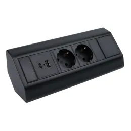 Interiérová zásuvková lišta CORNER SCHUKO 2x 230V + USB A-C / Čierna matná