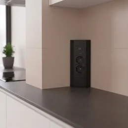 Interiérová zásuvková lišta CORNER SCHUKO 2x 230V + USB A-C / Čierna matná