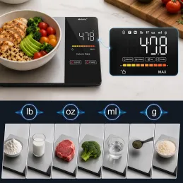 Kuchynská digitálna váha s aplikáciou FIT BODY / Čierna