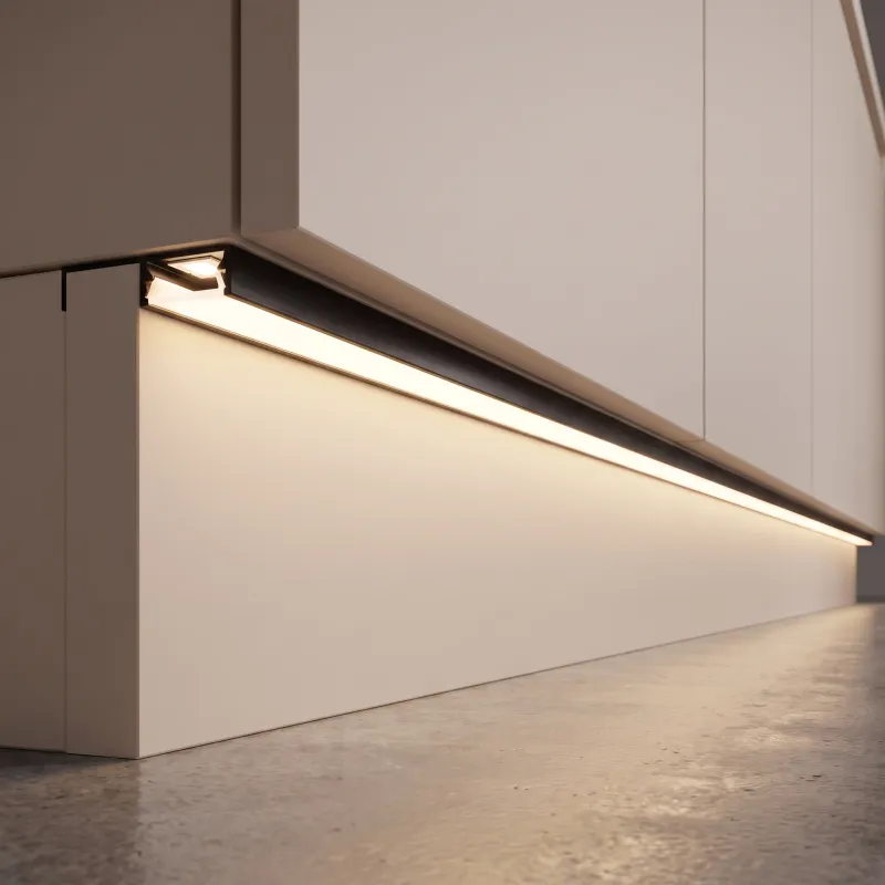 Hliníková lišta na LED osvetlenie sokla ARIANA s mliečnou krytkou / Čierna matná