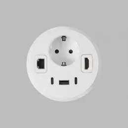 Interiérová zásuvka do stola OFFICE SMART 80 SCHUKO 1x230V + USB A-C + HDMI + Rj45 / Biela