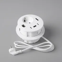 Interiérová zásuvka do stola OFFICE SMART 80 SCHUKO 1x230V + USB A-C + HDMI + Rj45 / Biela