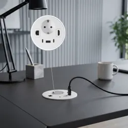 Interiérová zásuvka do stola OFFICE SMART 80 SCHUKO 1x230V + USB A-C + HDMI + Rj45 / Biela