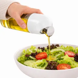 Sklenená fľaša na olivový olej alebo ocot s automatickým otváraním 510 ml / Biela
