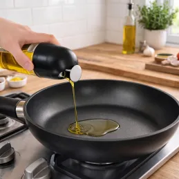 Sklenená fľaša na olivový olej alebo ocot s automatickým otváraním 510 ml / Čierna