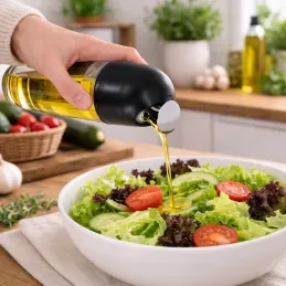 Sklenená fľaša na olivový olej alebo ocot s automatickým otváraním 510 ml / Čierna