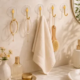 Nalepovací vešiak GLAMOUR  ROUND / Zlatá brúsená